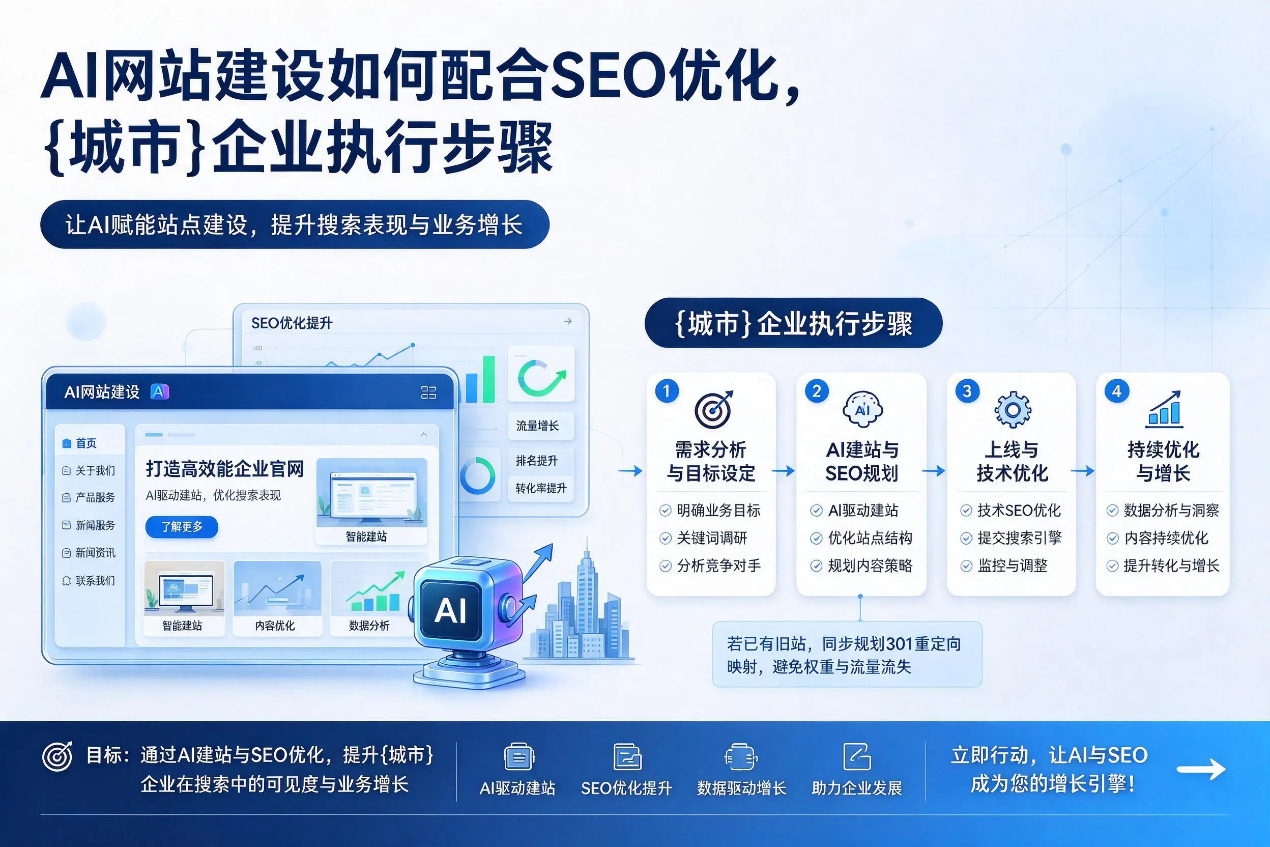 AI网站建设如何配合SEO优化，长沙企业执行步骤